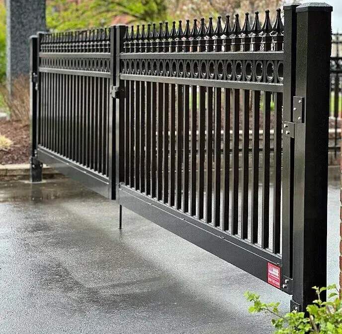 Black decorative aluminum fence installed by All American Fence in Flint Michigan